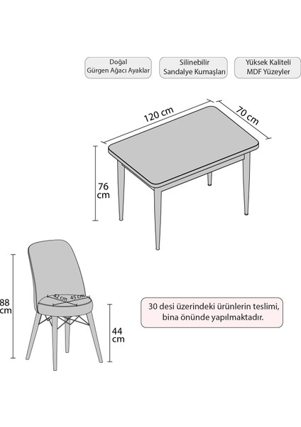 Gadahome Ay Serisi Mutfak-Salon Masa Sandalye Takımı Ceviz (2 Sandalyeli)