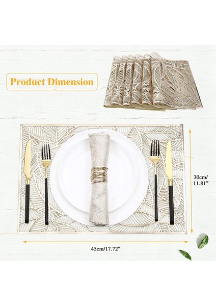 6 x 45X30CM Yaprak Desenli Servis Altlığı Seti (Altın) (Yurt Dışından) fiyatları