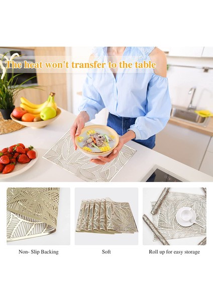 6 x 45X30CM Yaprak Desenli Servis Altlığı Seti (Altın) (Yurt Dışından) fırsatları