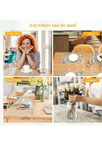 6 x 45X30CM Yaprak Desenli Servis Altlığı Seti (Altın) (Yurt Dışından) indirimleri