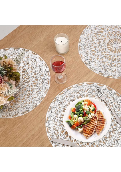 6'lı Yuvarlak Servis Altlığı Seti (Gümüş) (Yurt Dışından)