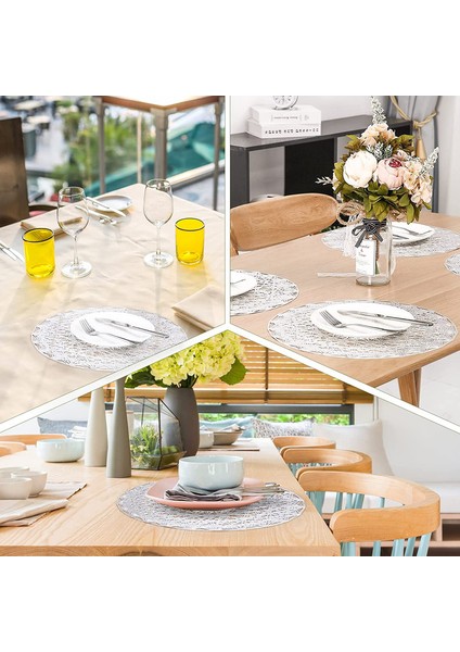 6'lı Yuvarlak Servis Altlığı Seti (Gümüş) (Yurt Dışından) fırsatları