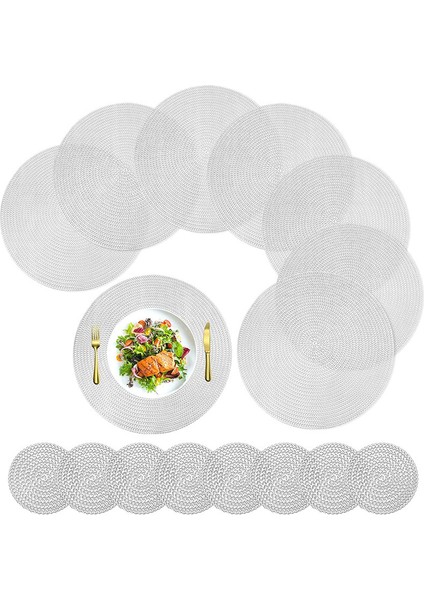 8'li Pvc Bardak Altlığı Seti (Gümüş) (Yurt Dışından)