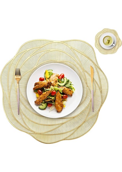 Güllü 6'lı Servis Altlığı Seti (Altın) (Yurt Dışından)
