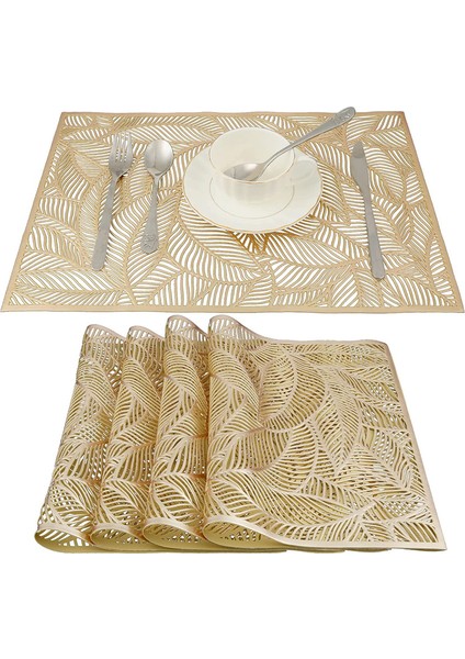 4'lü Boş Dikdörtgen Servis Altlığı Seti (Altın) (Yurt Dışından)