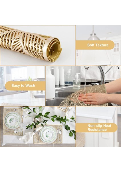 4'lü Boş Dikdörtgen Servis Altlığı Seti (Altın) (Yurt Dışından) fiyatları