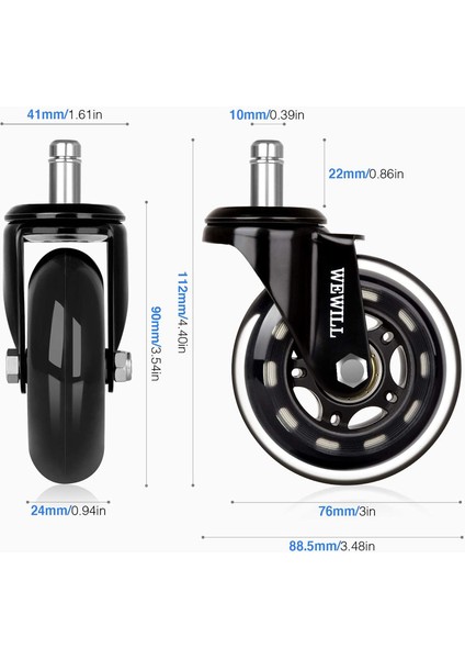 Ofis Koltuğu 5 Tekerlekli Set 10MM/11MM (Yurt Dışından) fiyatları