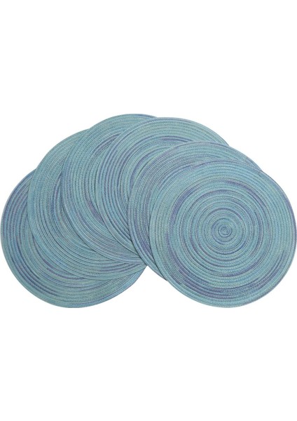 6'lı Dokuma Servis Altlığı Seti 38CM (Mavi) (Yurt Dışından)