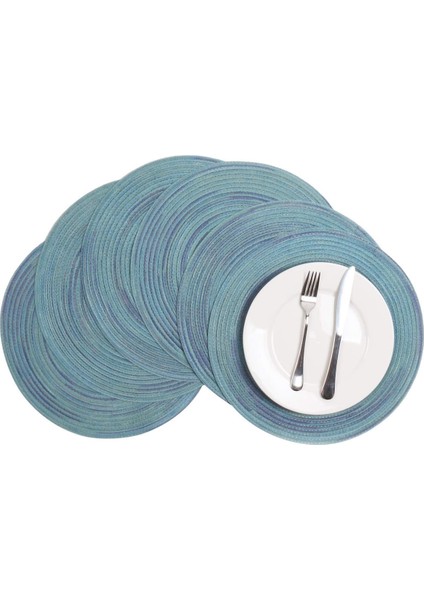 6'lı Dokuma Servis Altlığı Seti 38CM (Mavi) (Yurt Dışından) indirimleri