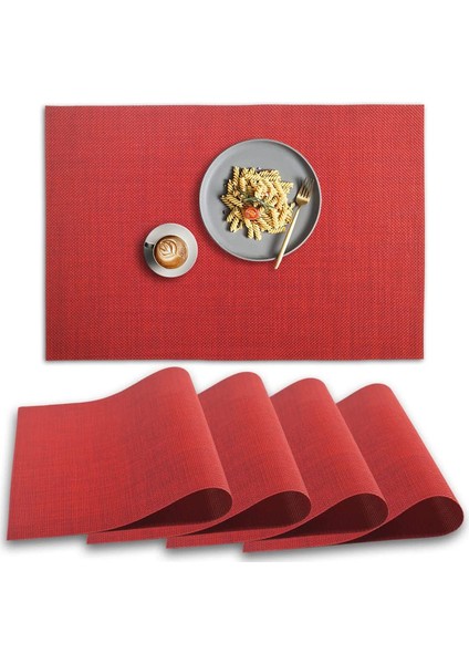 4'lü Yıkanabilir Bardak Altlığı Seti 45X30CM (Kırmızı) (Yurt Dışından)