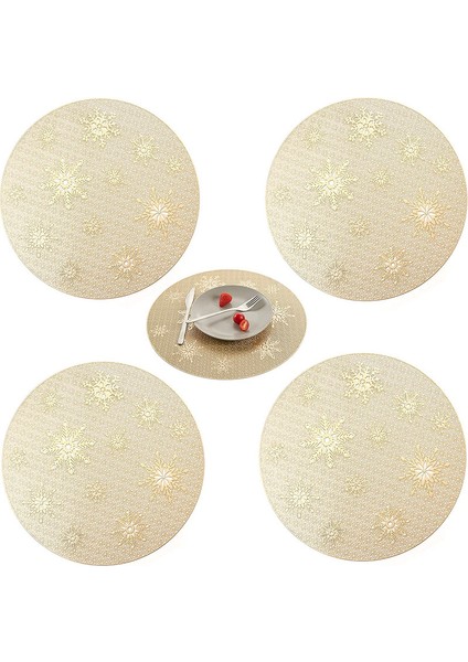 4 x 38CM Altın Yuvarlak Kar Tanesi Servis Altlıkları (Yurt Dışından)