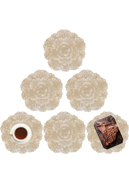 6 x 38CM Çiçek Dallı Bardak Altlığı (Altın) (Yurt Dışından)