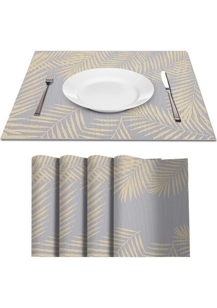 4'lü Pvc Bardak Altlığı Seti 44*29CM (Gri) (Yurt Dışından)