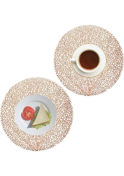 2 x 38CM Mercan Dallı Servis Altlığı (Pembe Altın) (Yurt Dışından)