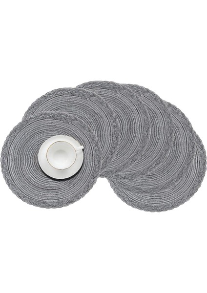 6'lı Dokuma Bardak Altlığı Seti 38CM (Koyu Gri) (Yurt Dışından)