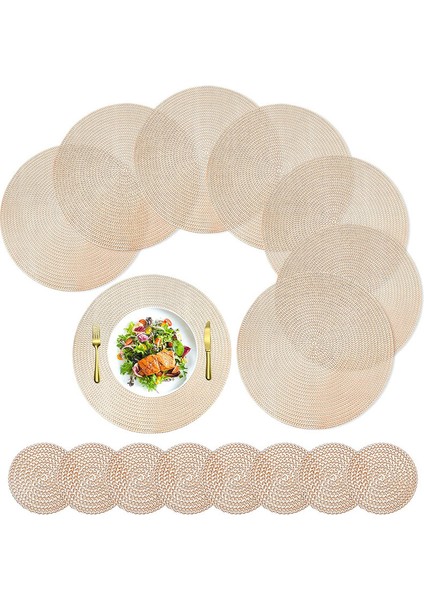 8'li Pvc Servis Altlığı Seti (Pembe Altın) (Yurt Dışından)