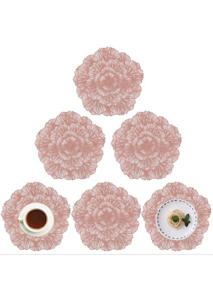 6 x 38CM Çiçek Dallı Servis Altlığı (Pembe Altın) (Yurt Dışından)