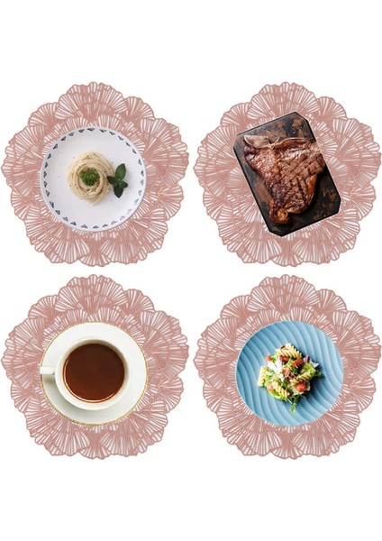 6 x 38CM Çiçek Dallı Servis Altlığı (Pembe Altın) (Yurt Dışından) modelleri