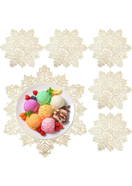 Kar Taneli 6'lı Bardak Altlığı Seti (Altın) (Yurt Dışından)