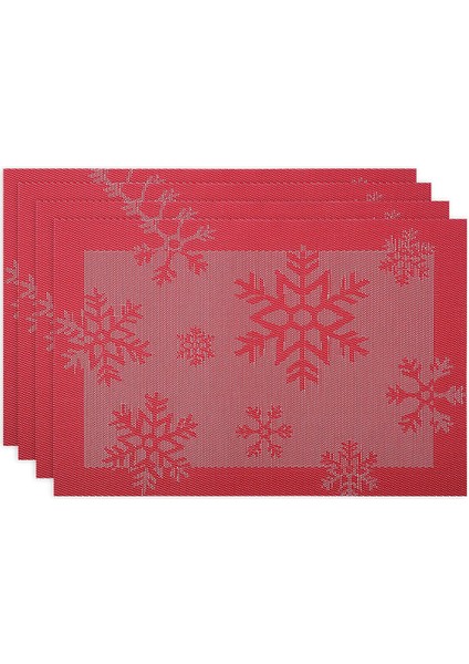 4x 45X30CM Kar Tanesi Placemats (Kırmızı) (Yurt Dışından)