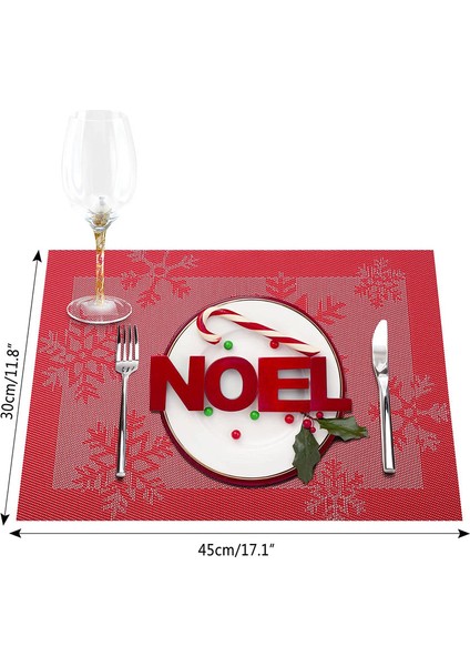 4x 45X30CM Kar Tanesi Placemats (Kırmızı) (Yurt Dışından) fiyatları