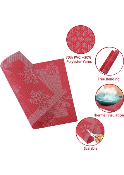 4x 45X30CM Kar Tanesi Placemats (Kırmızı) (Yurt Dışından) fırsatları