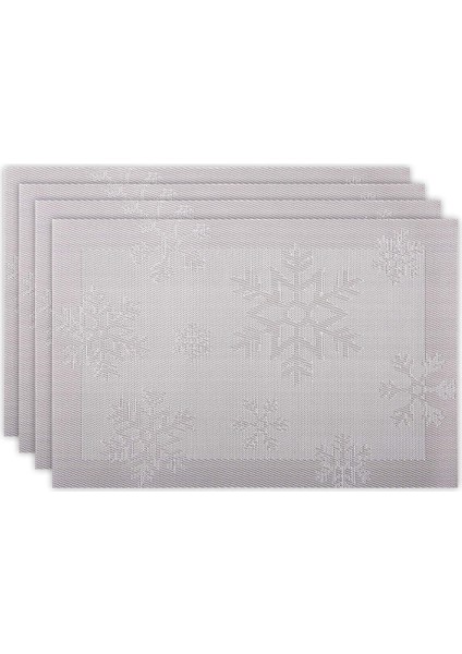 4x 45X30CM Kar Tanesi Placemats (Gümüş) (Yurt Dışından)