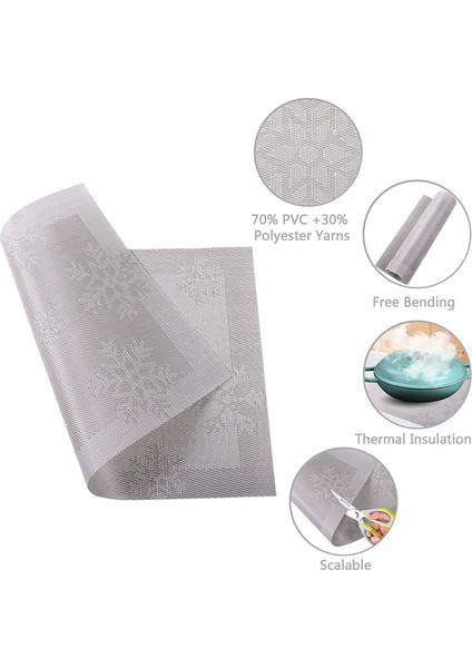 4x 45X30CM Kar Tanesi Placemats (Gümüş) (Yurt Dışından) fırsatları