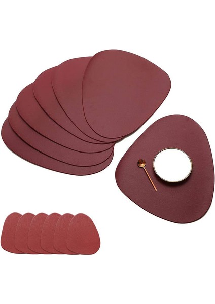6'lı Kaymaz Bardak Altlığı Seti 38CM (Bordo) (Yurt Dışından)