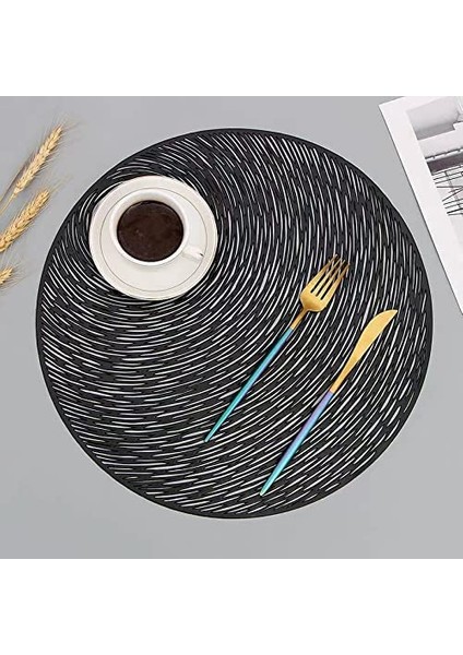 4'lü Folyolu Servis Altlığı Seti (Siyah) (Yurt Dışından)