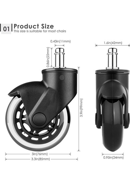 Döner Sandalye 5 Tekerlek Seti (Yurt Dışından) fiyatları