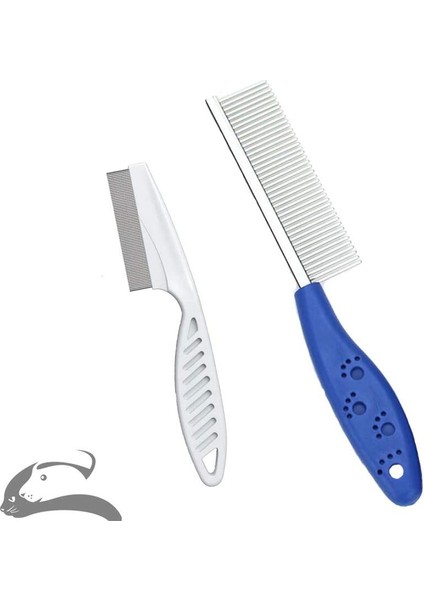 Iki Parçalı Kedi Köpek Tarak Mavi + Beyaz (Yurt Dışından)