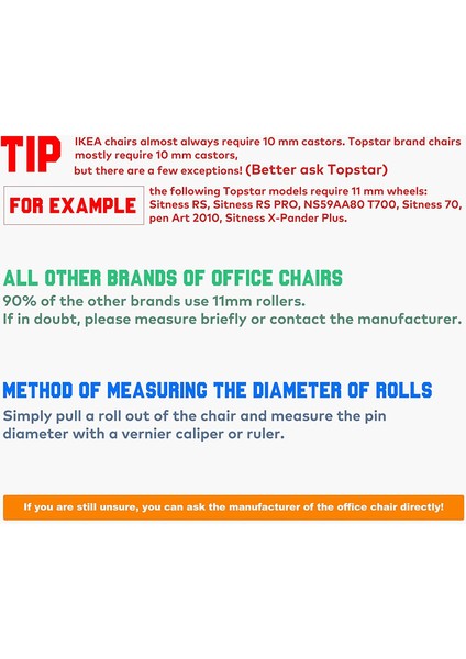 Ofis Koltuğu 5 Tekerlekli Set 11 mm x 22 mm (Yurt Dışından) fiyatları