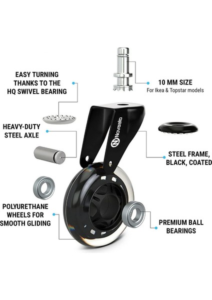 5 Parçalı Set-Sessiz Tekerlek Üniversal Mafsal 10MM x 22MM (Yurt Dışından) modelleri