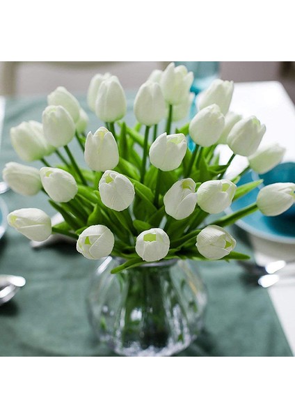 10 Yapay Çiçek Lale (Beyaz) (Yurt Dışından)
