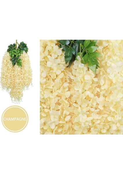 24'lü Yapay Çiçek Seti Ipek Asma Asma Çiçek Çelenkleri (Şampanya) (Yurt Dışından) fiyatları