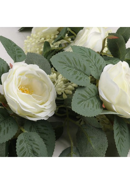 2'li Yapay Çay Gülü Çelenk Seti (Beyaz) (Yurt Dışından) fırsatları