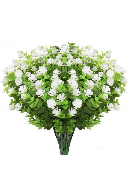 Yapay Çiçekler Dış Mekan 10'lu Paket Çiçekler (Beyaz) (Yurt Dışından)