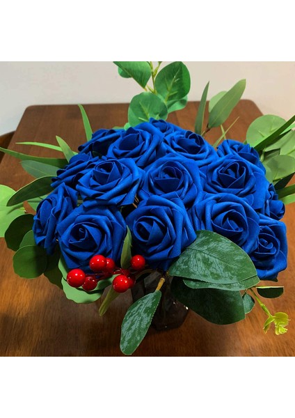 25 Adet Yapay Gül Saplı Köpük Gül (Kraliyet Mavisi) (Yurt Dışından) modelleri