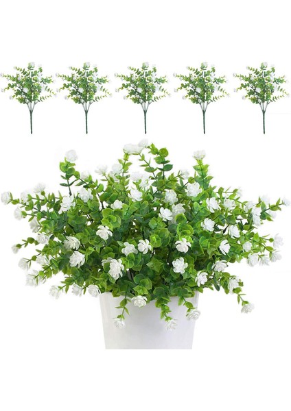 5'li Uv Işınlarına Dalı Yapay Buket Seti (Beyaz) (Yurt Dışından)