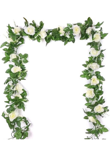 Pembe Yapay Ipek Asma Gül Cazibesi Çelenk (Yurt Dışından)