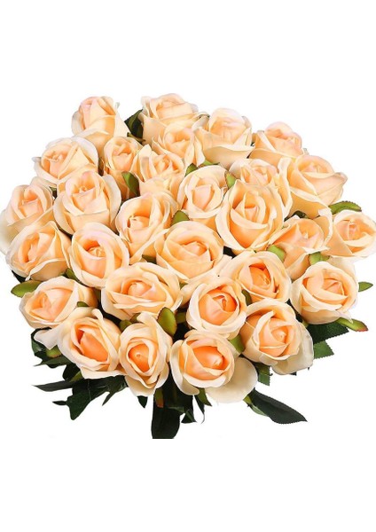 10 Adet Yapay Gül Ipek Çiçek Çiçek Buketleri (Şampanya - Çiçek Açan Güller) (Yurt Dışından)