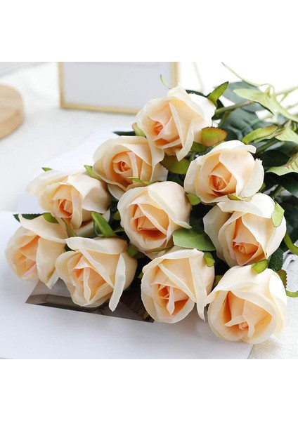 10 Adet Yapay Gül Ipek Çiçek Çiçek Buketleri (Şampanya - Çiçek Açan Güller) (Yurt Dışından) fiyatları