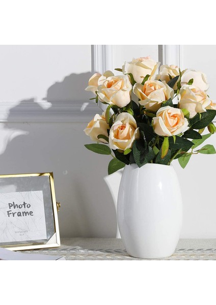 10 Adet Yapay Gül Ipek Çiçek Çiçek Buketleri (Şampanya - Çiçek Açan Güller) (Yurt Dışından) fırsatları