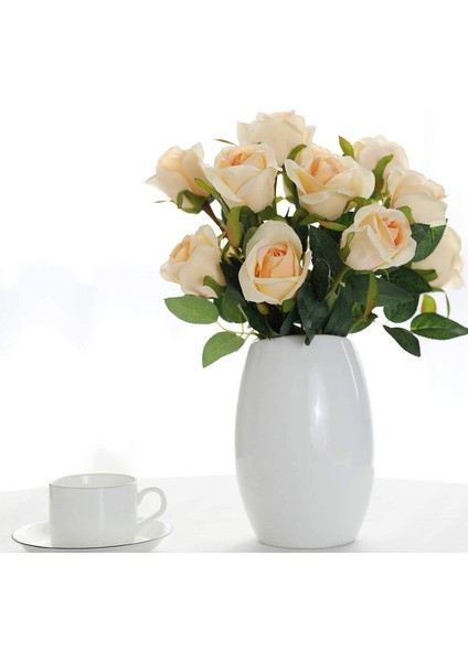 10 Adet Yapay Gül Ipek Çiçek Çiçek Buketleri (Şampanya - Çiçek Açan Güller) (Yurt Dışından) indirimleri