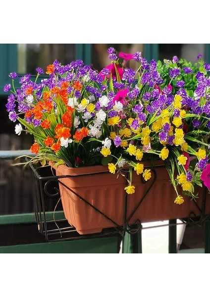 8 Adet Dış Mekan Yapay Çiçek (Sarı, Mor, Beyaz, Turuncu Kırmızı) (Yurt Dışından)