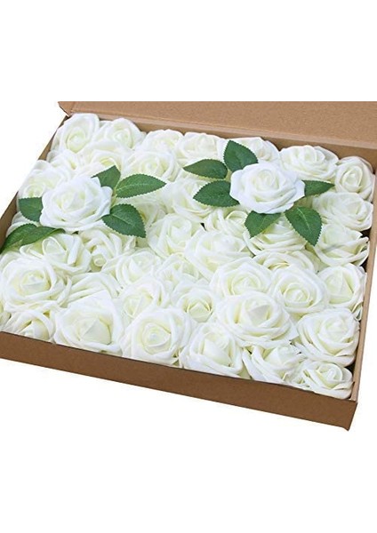 Lot 50 Adet Fildişi Renkli Yapay Gül (Yurt Dışından)