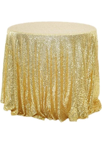 120CM Art Payet Yuvarlak Masa Örtüsü (Altın) (Yurt Dışından)