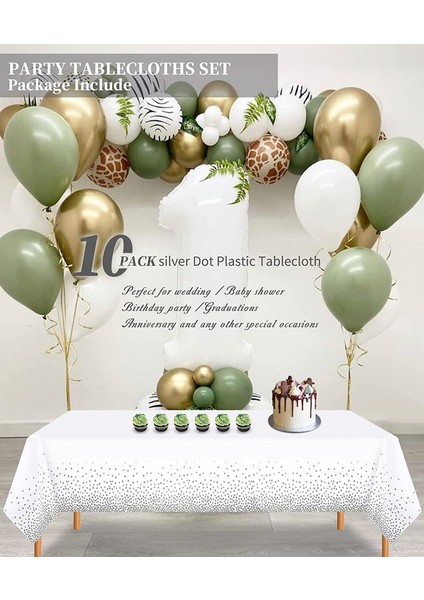 10 Adet Tek Kullanımlık Masa Örtüsü 137X274CM (Beyaz ve Gümüş) (Yurt Dışından) fırsatları