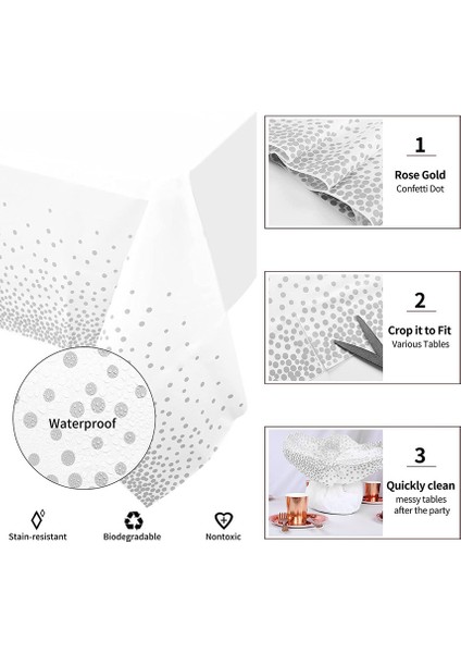 10 Adet Tek Kullanımlık Masa Örtüsü 137X274CM (Beyaz ve Gümüş) (Yurt Dışından) indirimleri